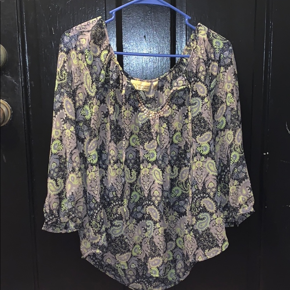 3/4 length chiffon top